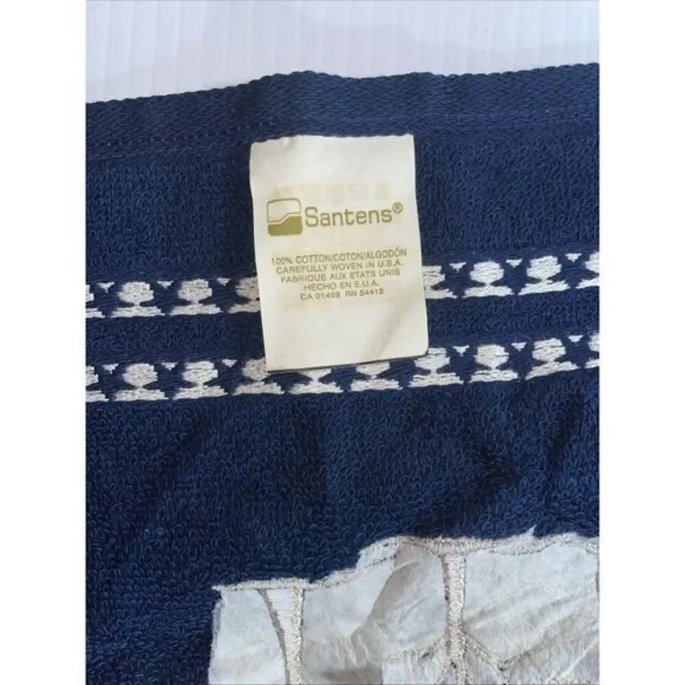 Vtg. Santens Christmas‎ Embroidered Silver Tree Blue Towel NWT 16x26